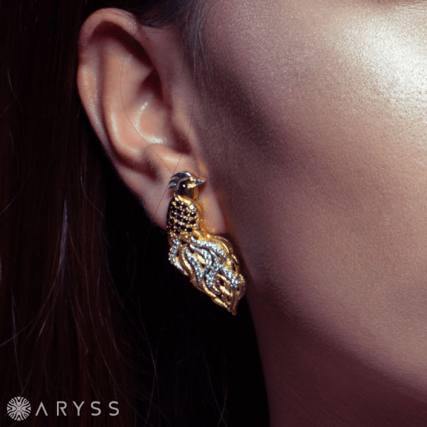 ต่างหูไก่ชนสง่างาม (Gorgeous Fighting Rooster Earrings)